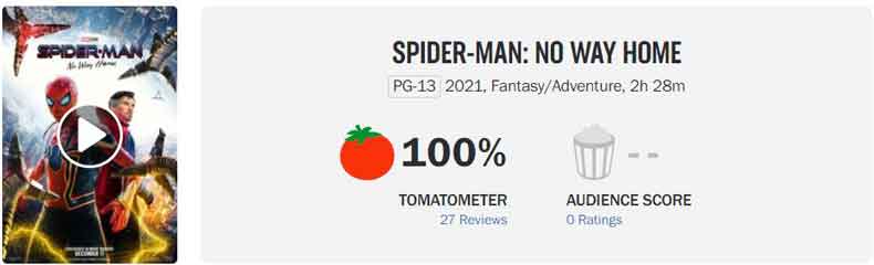 《蜘蛛侠：英雄无归》烂番茄100%！“MCU最黑暗也最好笑的一部《蜘蛛侠》”缩略图