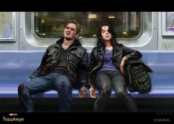 《鹰眼》概念设计图曝光，鹰眼和凯特在地铁睡着，凯特新装备亮相-插图1