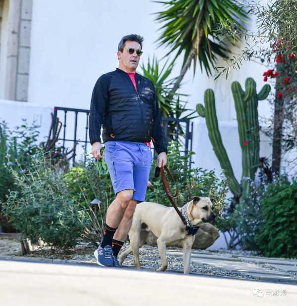 街拍丨乔恩·哈姆在洛杉矶街头遛狗，狗子镜头感很强-插图