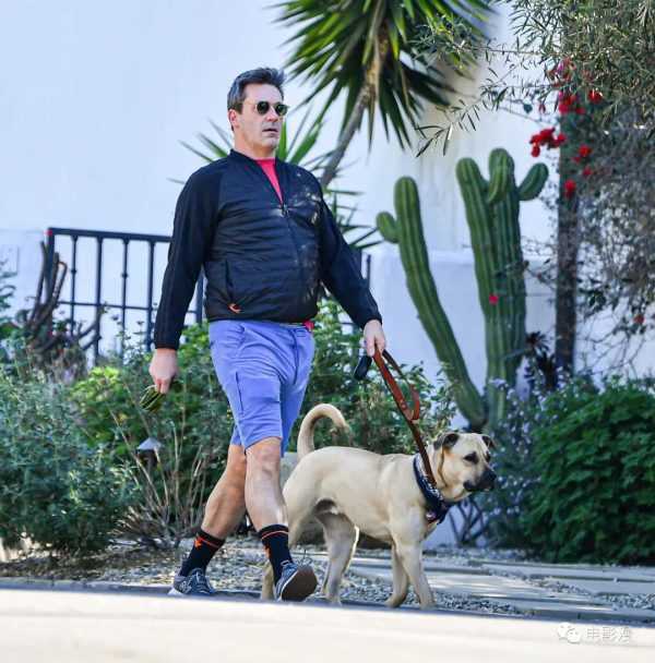 街拍丨乔恩·哈姆在洛杉矶街头遛狗，狗子镜头感很强-插图2