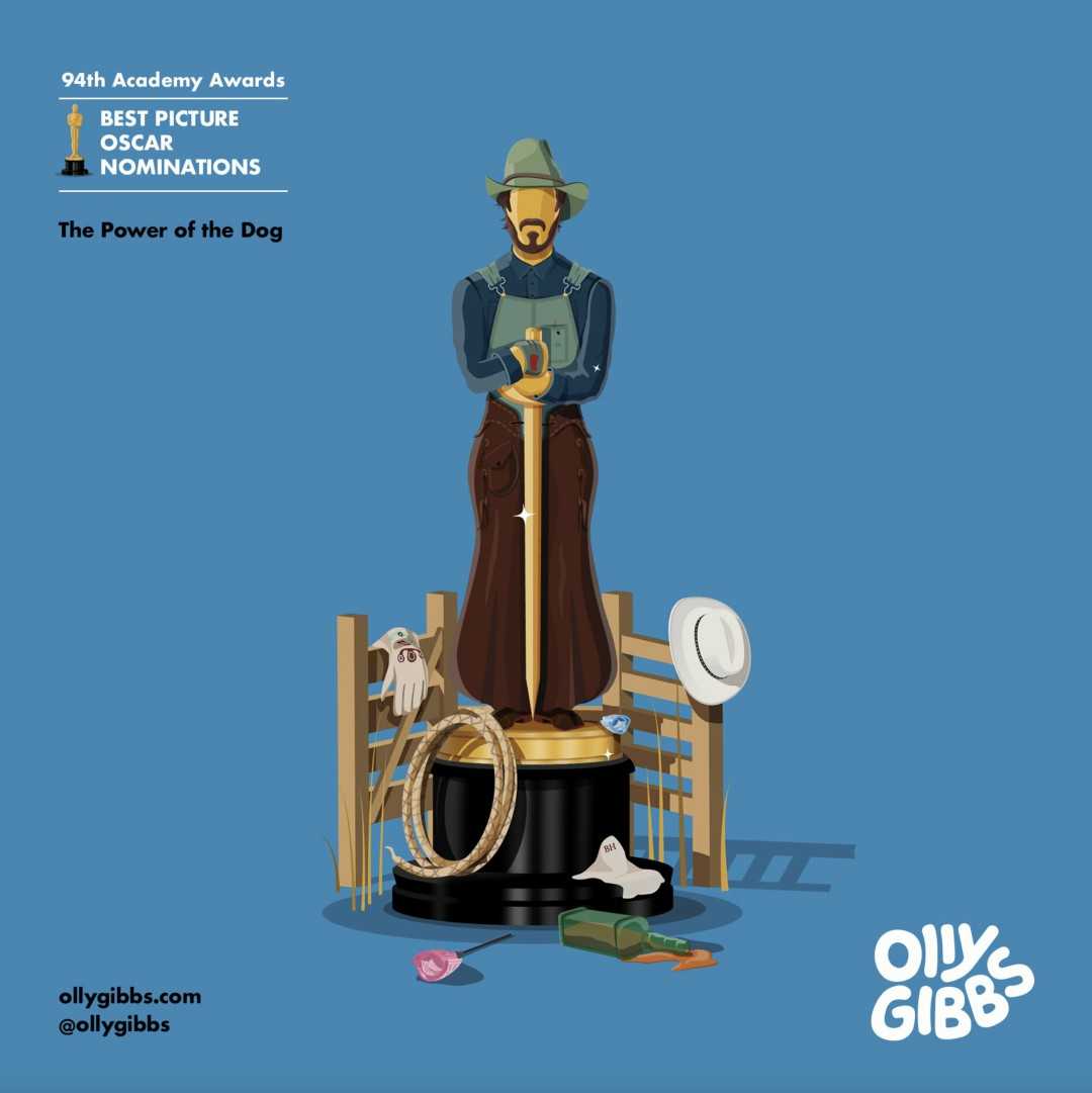 知名艺术家Olly Gibbs为今年第94届奥斯卡10部入围最佳影片设计的小金人海报大赏！-插图1