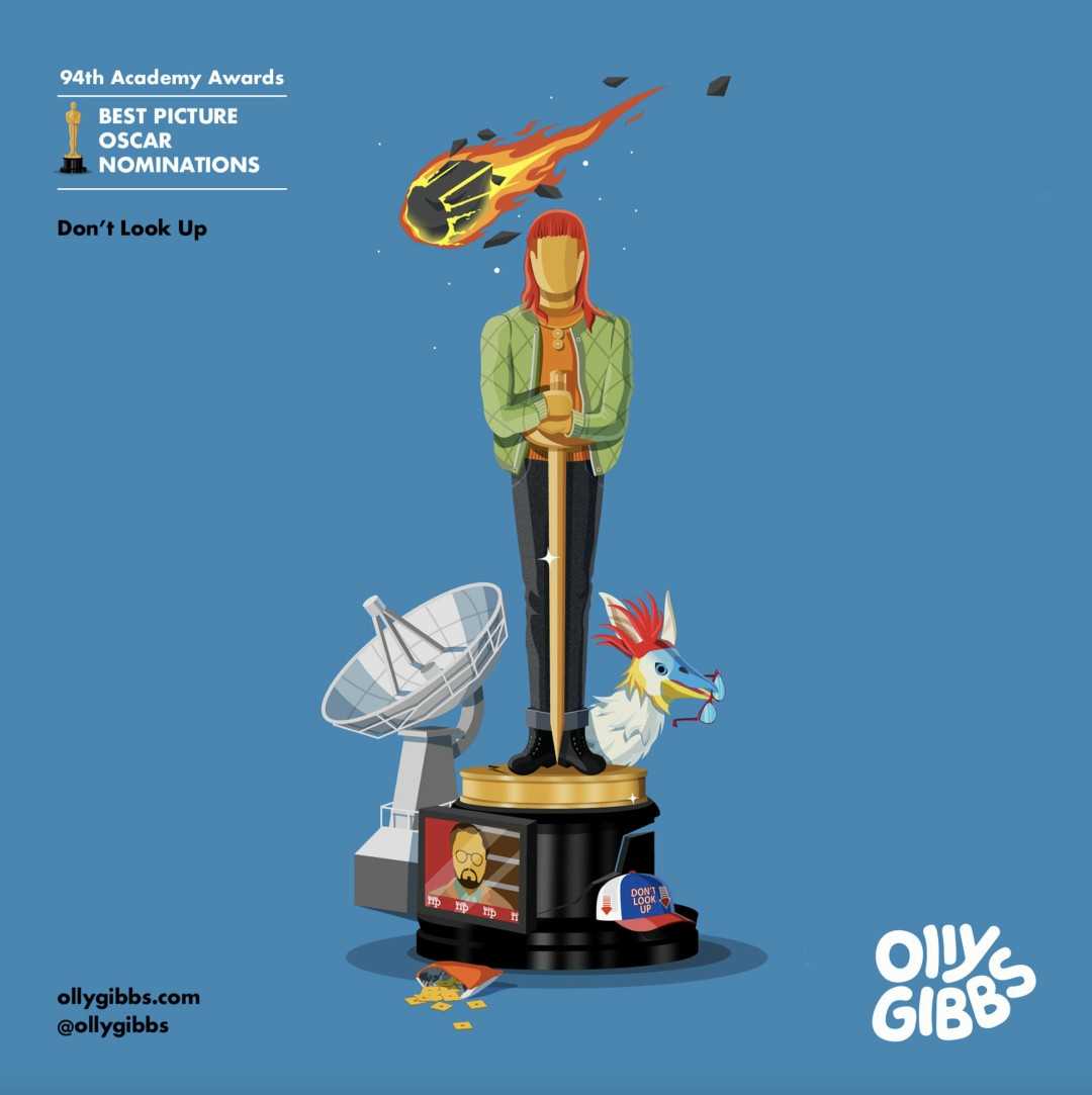 知名艺术家Olly Gibbs为今年第94届奥斯卡10部入围最佳影片设计的小金人海报大赏！-插图4