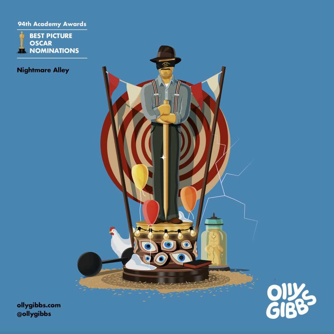 知名艺术家Olly Gibbs为今年第94届奥斯卡10部入围最佳影片设计的小金人海报大赏！-插图7