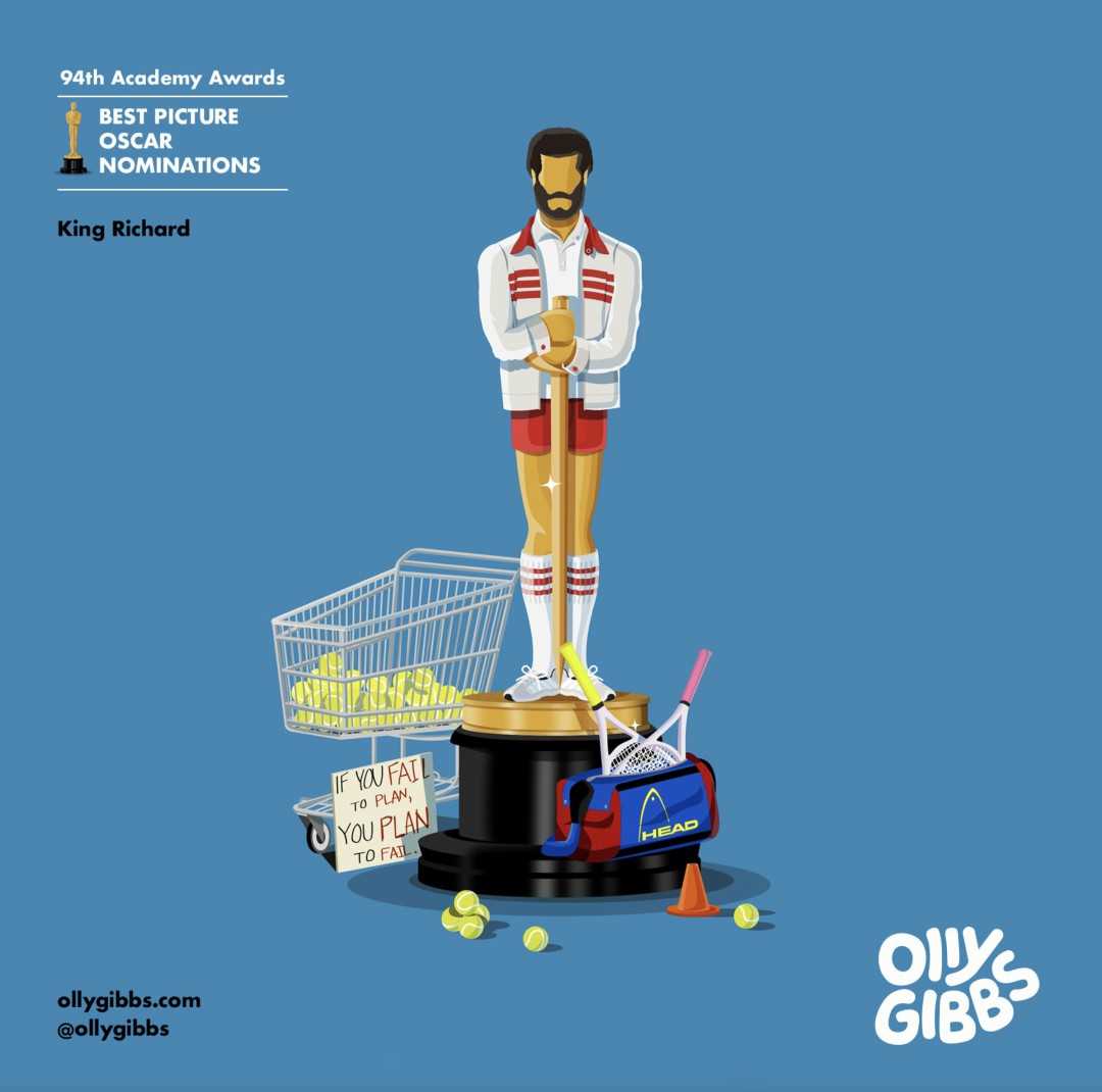 知名艺术家Olly Gibbs为今年第94届奥斯卡10部入围最佳影片设计的小金人海报大赏！-插图8