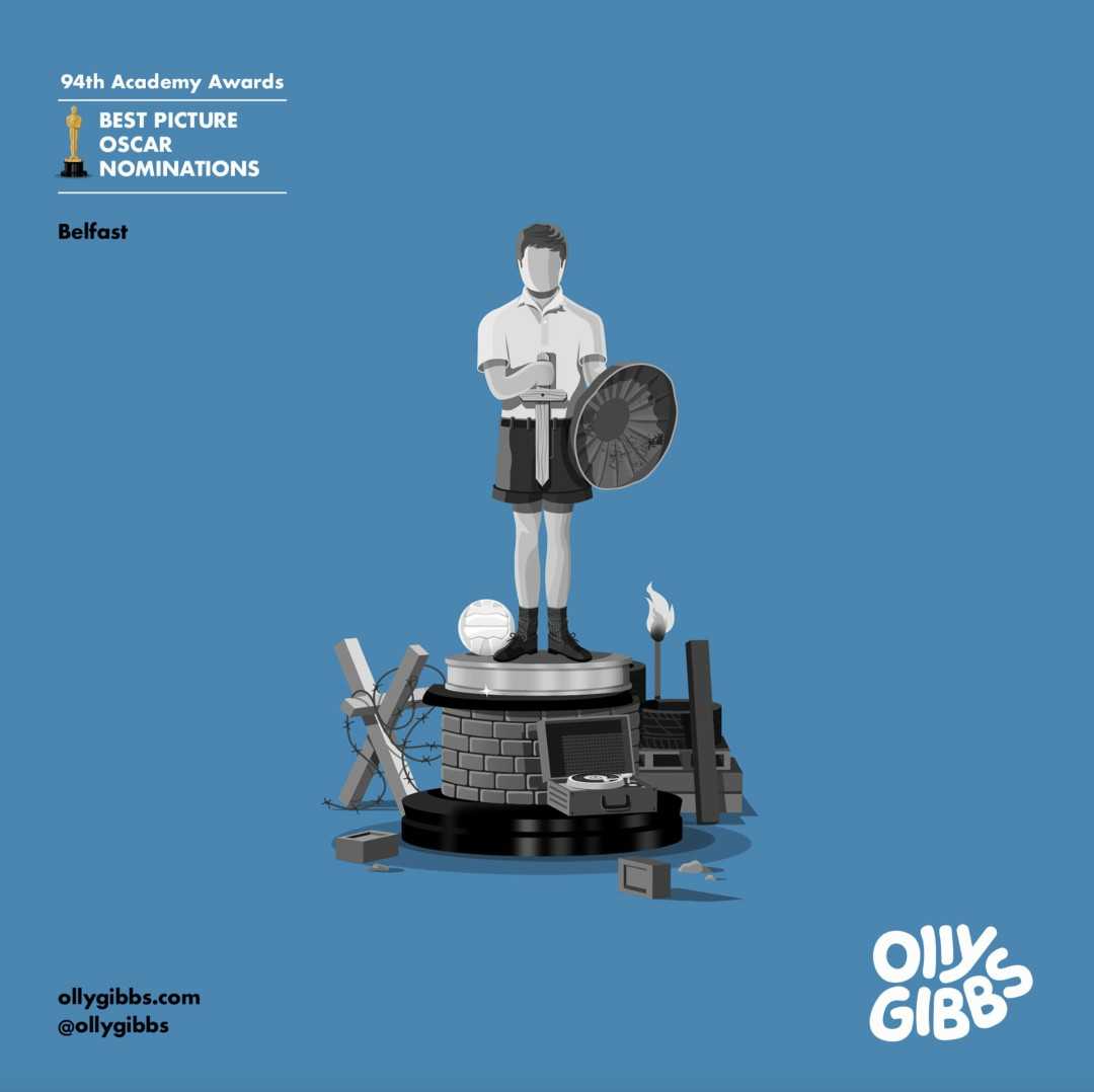 知名艺术家Olly Gibbs为今年第94届奥斯卡10部入围最佳影片设计的小金人海报大赏！-插图9