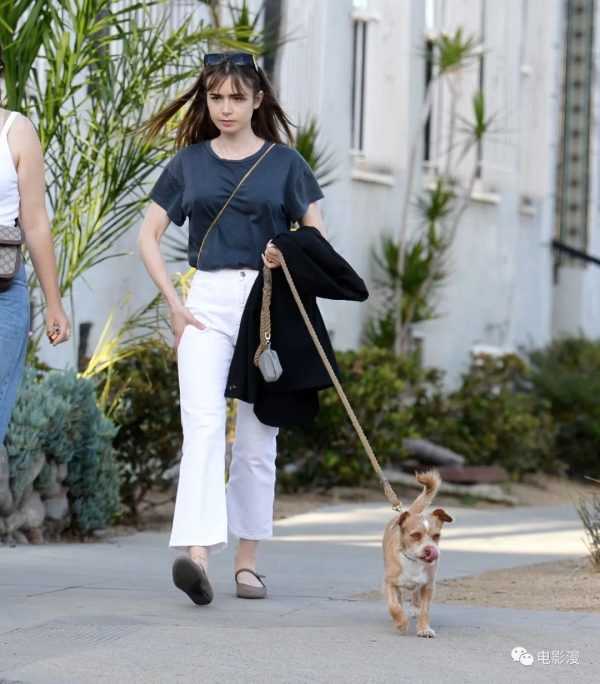 街拍丨莉莉·柯林斯和好友在西好莱坞外出遛狗-插图1