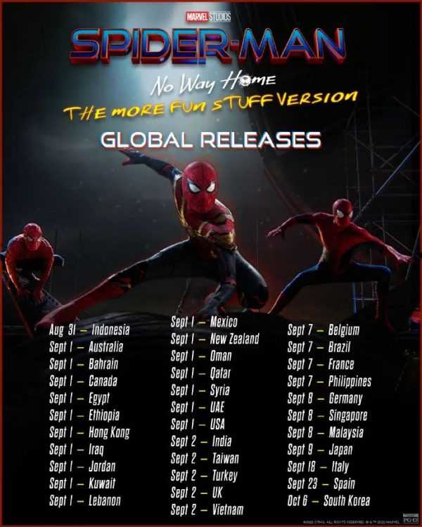《蜘蛛侠3：英雄无归》加长版9月2日上映，将在明天开启预售-插图1