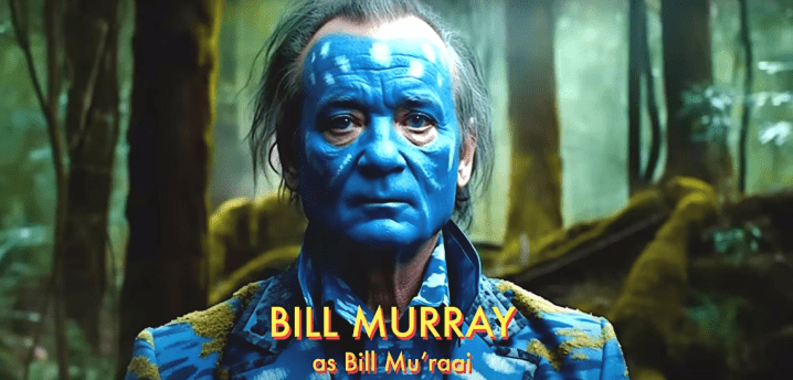 网友使用AI制作了一个《阿凡达》的“预告片”：比尔·默里只是涂成蓝色的-1