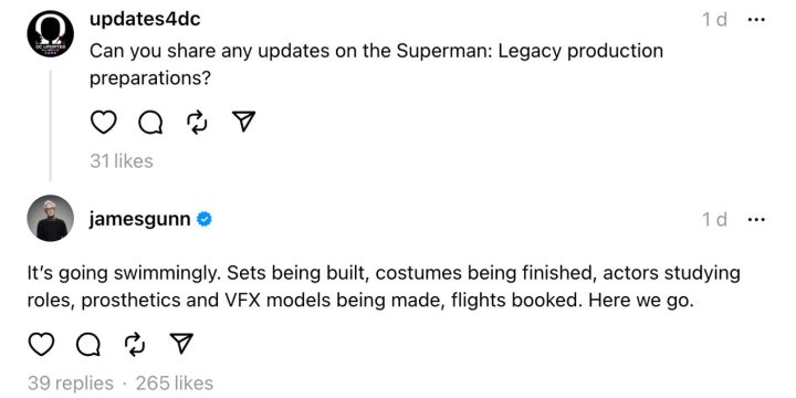 詹姆斯·古恩透露《超人：传承》最新消息，以及2024年的拍摄进展-1