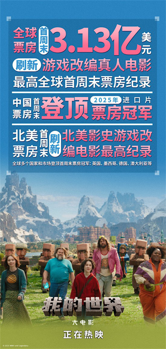 像素狂潮席卷全球！《我的世界》大电影狂揽3.13亿创纪录 游戏改编新天花板